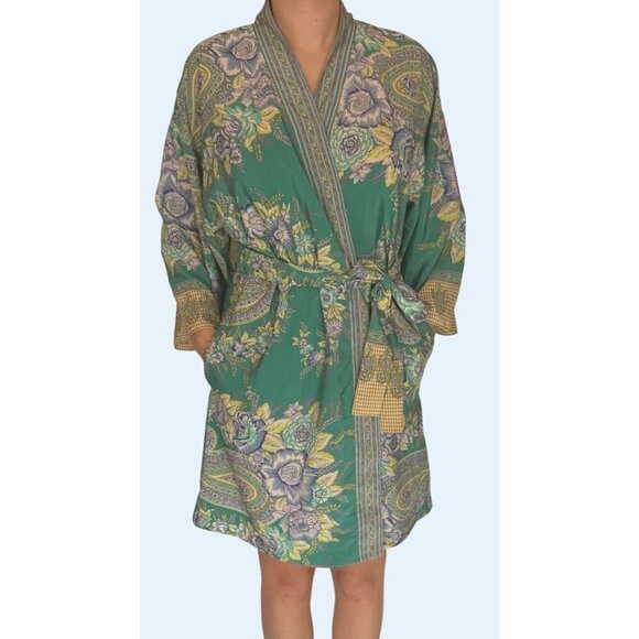 Vintage CHRISTIAN DIOR Kimono Bell Sleeve Robe Size Small - Picture 1 of 7
